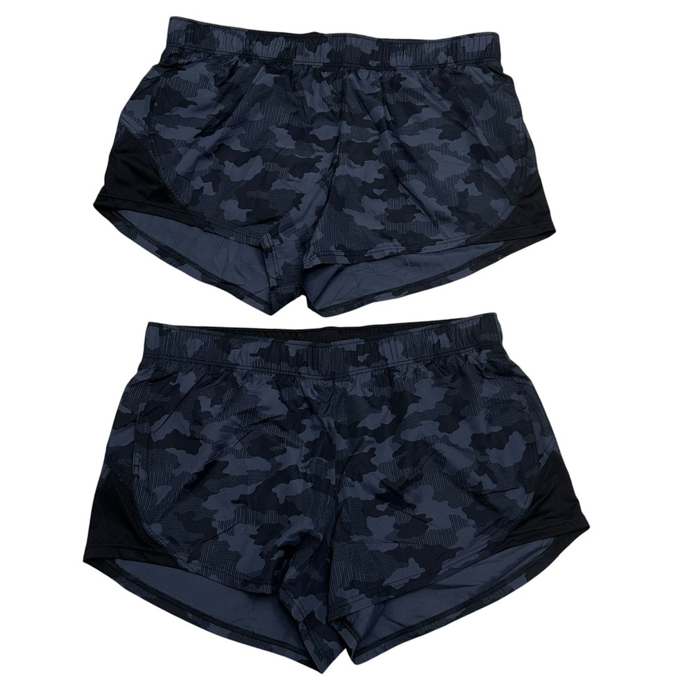 Athletic Works Blue Camo Shorts Women's Size XL (16/18) Lined Pockets Lot Of 2
